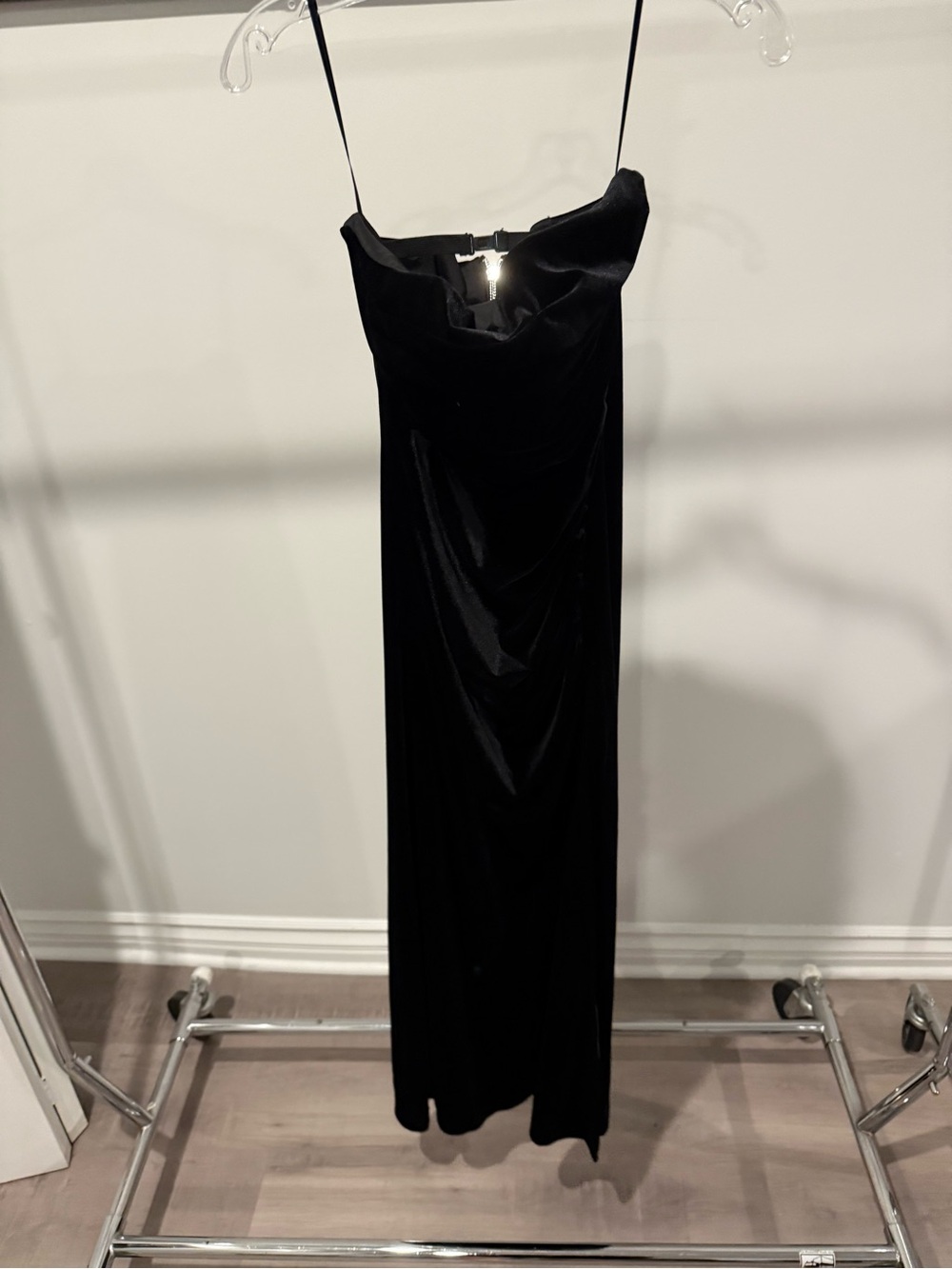 Black Velvet Cowl Neck Slip Dress - Women